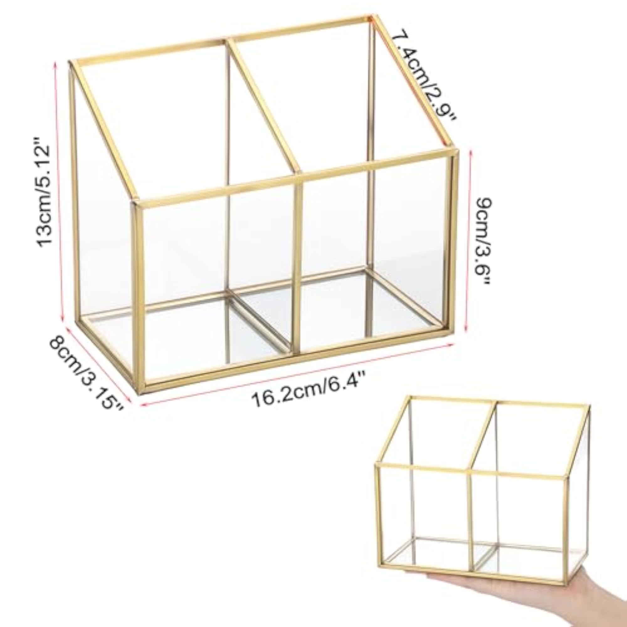 Gold Glass Makeup Brush Holder Pot